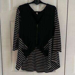 Free People Black and White Striped Top